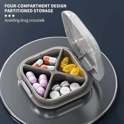 Mini Travel Pill Box — Lightweight 4 Compartment Pocket Medicine Organizer