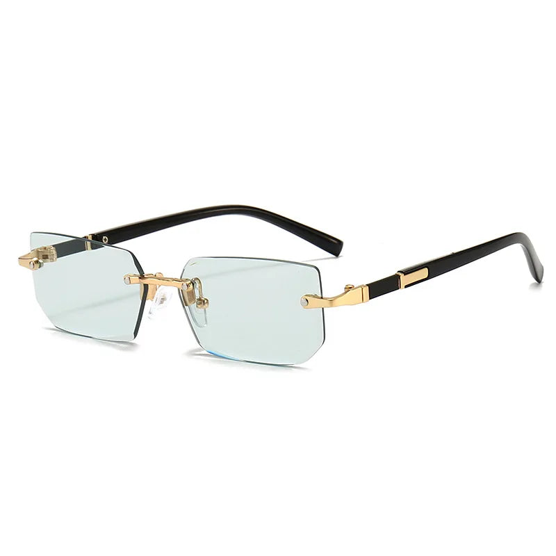 Fashion Rimless Sunglasses – Classic Small Square Frameless Shades for Men & Women, Summer Travel Eyewear