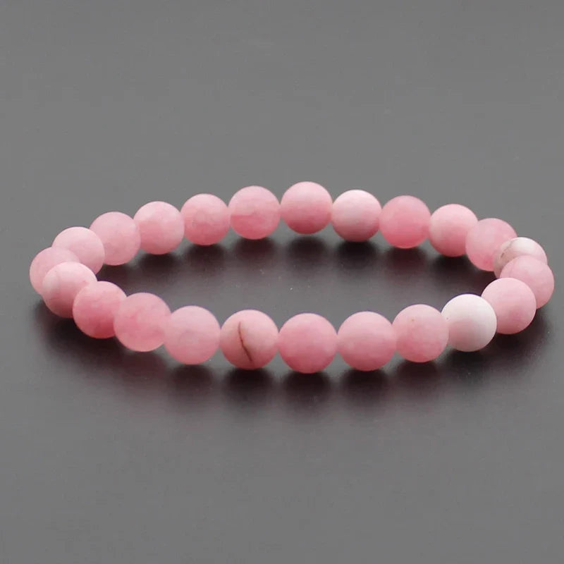8mm Natural Stone Beaded Bracelet - Black Onyx Lava Tiger Eye Agate Quartz Chakra Yoga Energy Jewelry for Men & Women