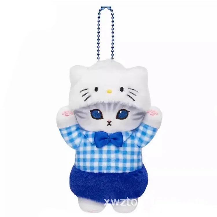 Hot Kawaii Plush Keychain Pendant — Mofusand Shark Cat & Cross-Dressing Hello Kitty/Kuromi Backpack Charm