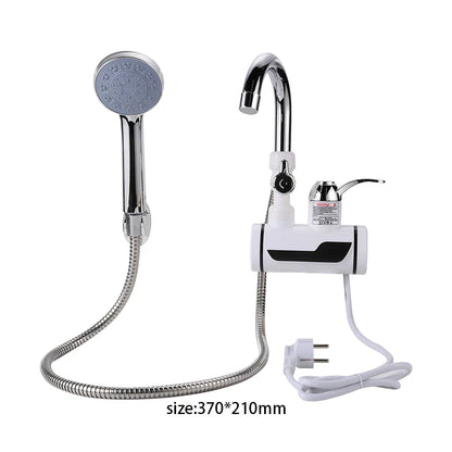 3000W Instant Electric Water Heater — EU Plug Digital Display Tankless Shower & Kitchen Faucet 220V