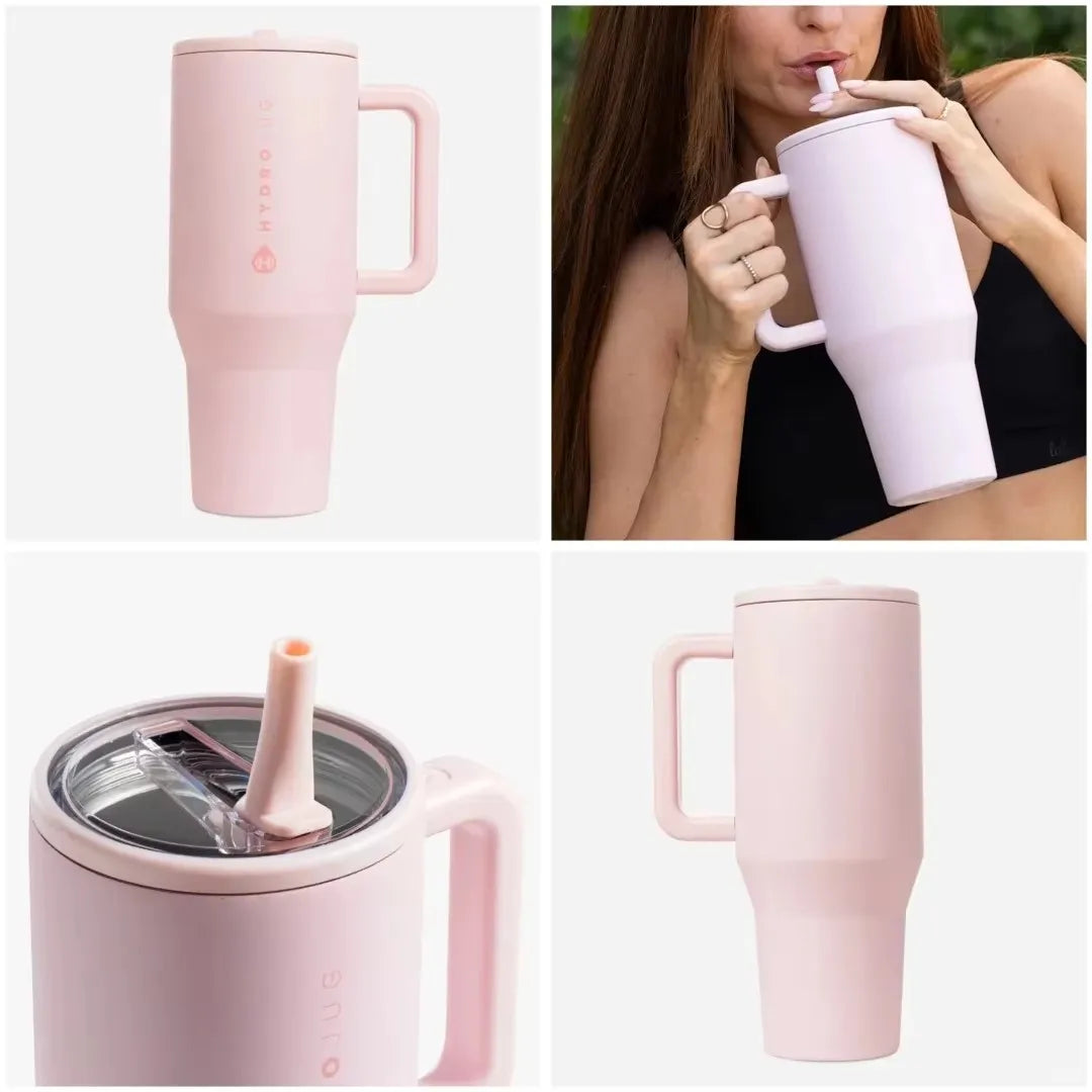HydroJug 32oz/40oz Traveler Tumbler — Stainless Steel Vacuum Insulated Car Mug with Straw Lid & Double Wall Thermal Iced Design