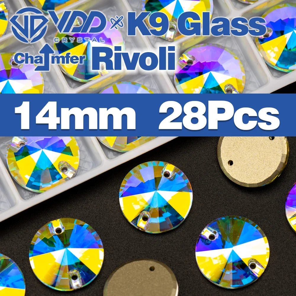 AAAAA K9 Glass Sew-On Rhinestones - AB Crystal Flatback Stones for Wedding Dress & Clothing Accessories
