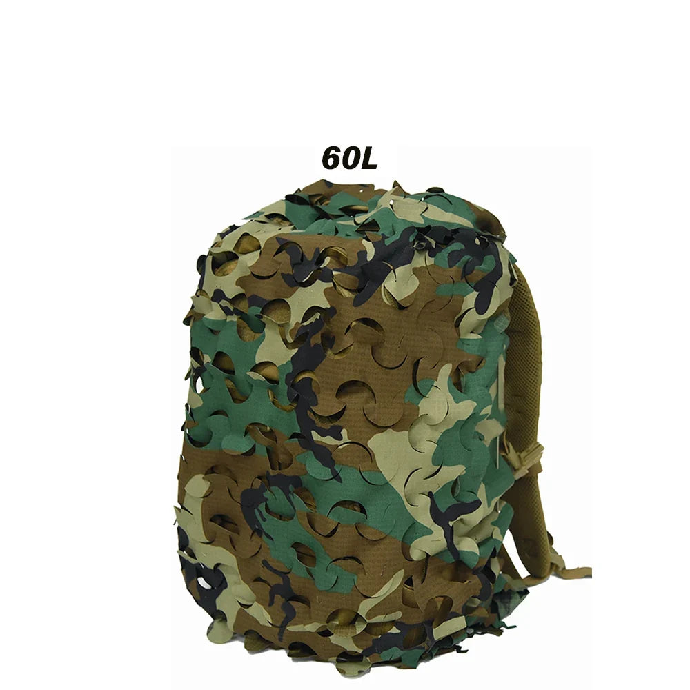 3D Camo Backpack Cover - Laser Cut Camouflage Hunting Bag Cover for 60L/80L Packs, Paintball & Outdoor Gear
