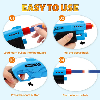 Soft Bullet Blaster Toy Gun - Durable Outdoor Foam Dart Launcher for Boys & Girls, Halloween & Christmas Gifts