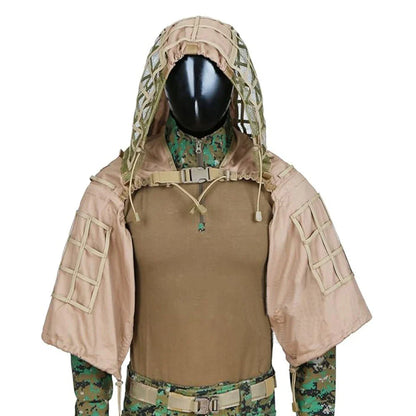 Ghillie Suit Set | Camouflage Hunting Poncho, Base, Cape & Sniper Viper Hood for Airsoft & Paintball