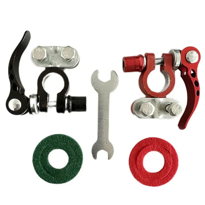 2Pcs Car Battery Terminal Connectors - Quick Release 12V 24V Positive & Negative Cable Ends for SAE/JIS Batteries