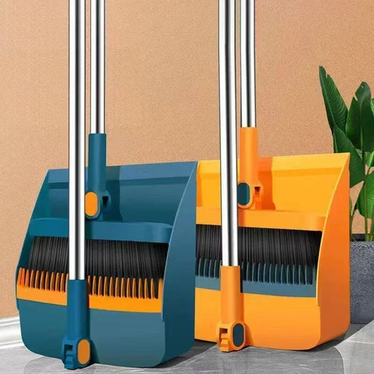 Household Broom & Dustpan Set - Foldable Sweeping Brush with Adjustable Handle and Garbage Shovel