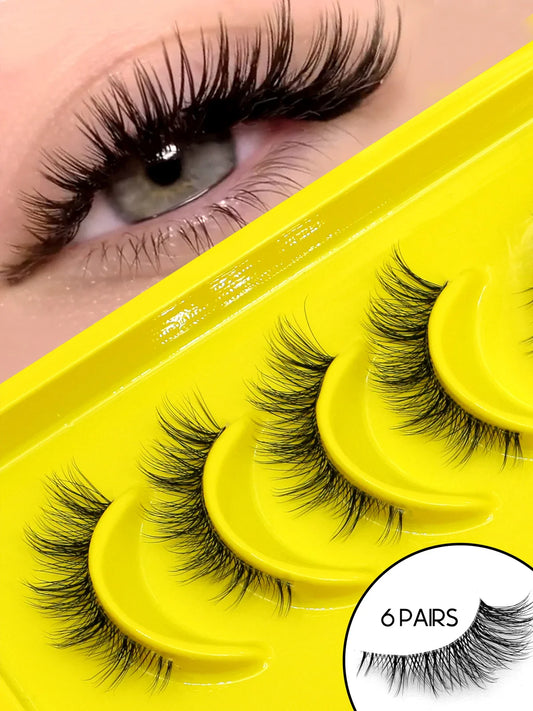 GROINNEYA Half Cat Eye Lashes – Soft Natural Clear Band, Faux Mink Wispy Lashes for Natural Makeup Look