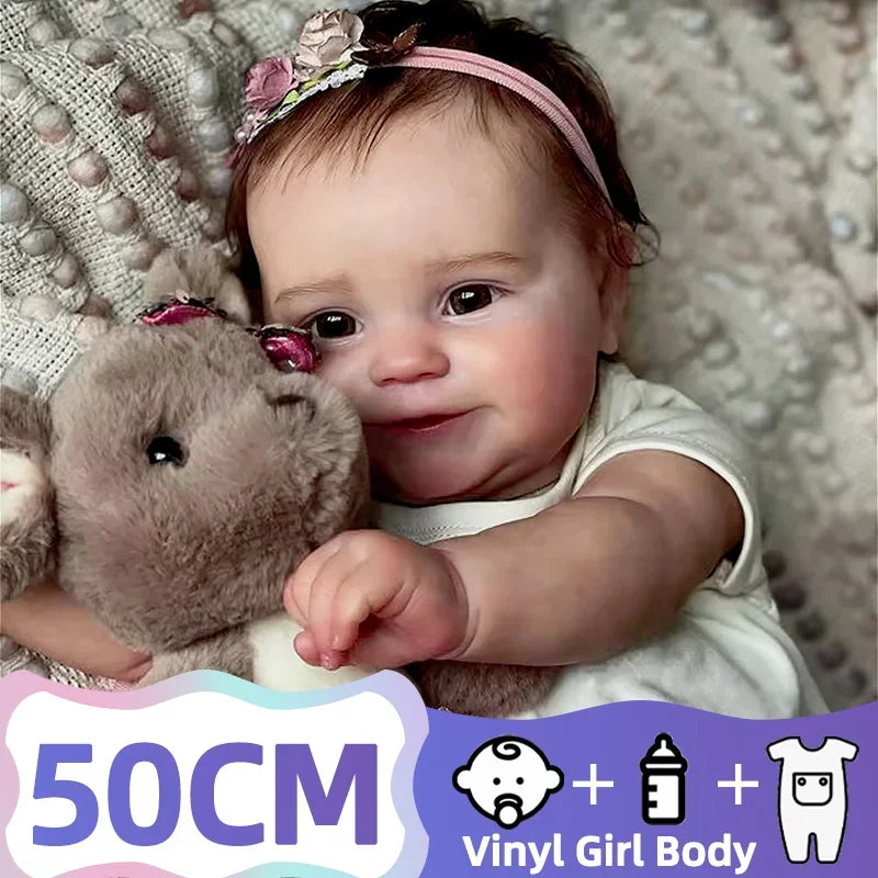 MRB 50cm Full Vinyl Reborn Doll Maddie – Waterproof Lifelike Girl Doll with Hand-Painted Veins, Christmas Gift