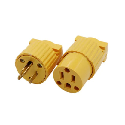 US Industrial Locking Power Plug - 15A L5-15 and L6-15 Male Female 3-Pole Wiring Connector Socket Type B Yellow