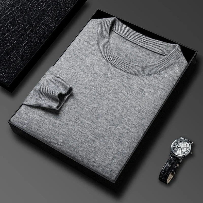 Men's Casual Diamond Pattern Sweater - Round Neck Long Sleeve Knitted Fashion Pullover Versatile Top
