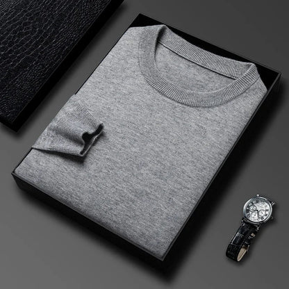 Men's Casual Diamond Pattern Sweater - Round Neck Long Sleeve Knitted Fashion Pullover Versatile Top