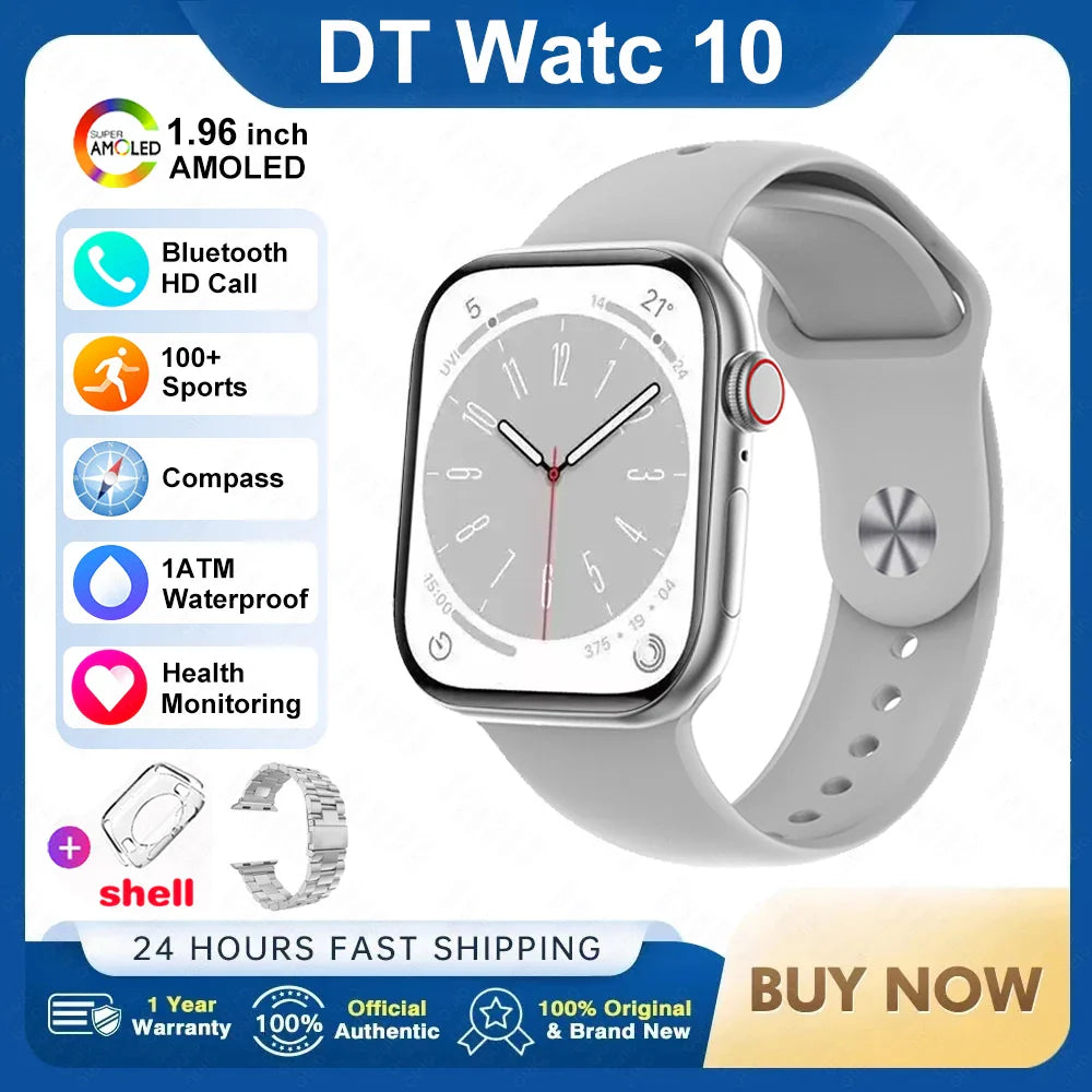 2025 DT 10 Smart Watch – 2.01" AMOLED, 16GB, Music, 3D Surround, BT Call, Waterproof Smartwatch for Men & Women