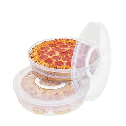 Reusable 12-Inch Pie Carrier Set - Expandable Pizza Storage Container with Lid, Divider & Handle (2-Pack)