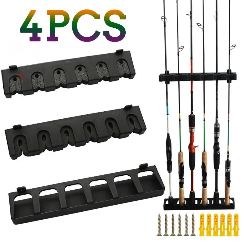 4/2PCS Fishing Rod Holder Rack - Wall Mount Vertical Storage Organizer for Garage & Fishing Pole Collection