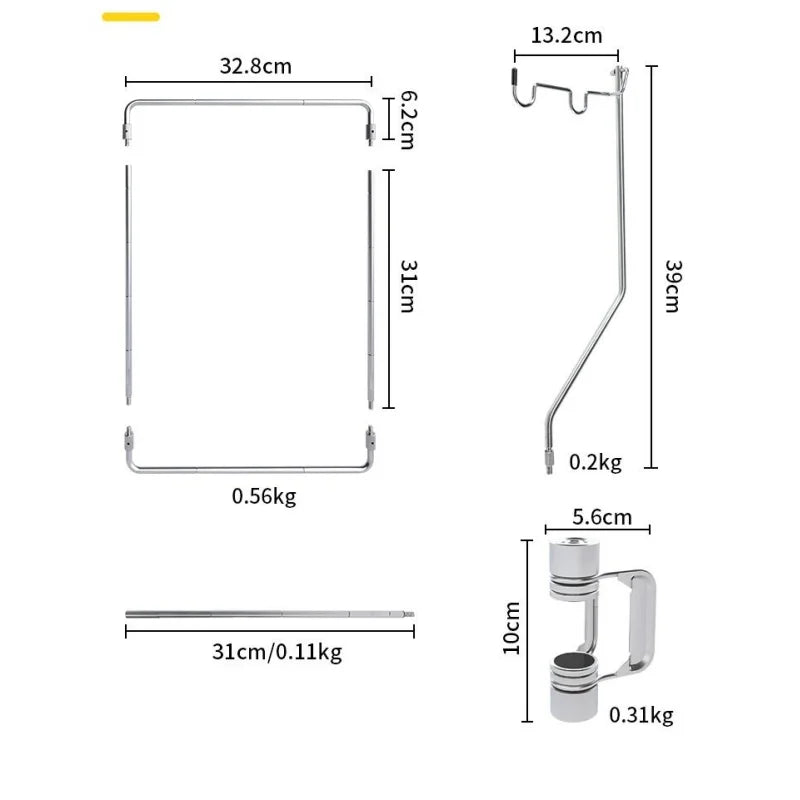 Portable Stainless Steel Light Pole Bracket — Outdoor IGT Table Supply and Desktop Mount Camping Table Accessory