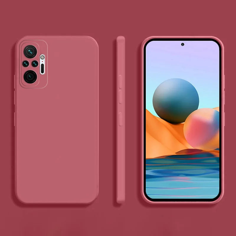Square Liquid Silicone Phone Case for Xiaomi Redmi Note 10 Pro Max / 10S / 10T 5G Soft Shockproof Protective Cover