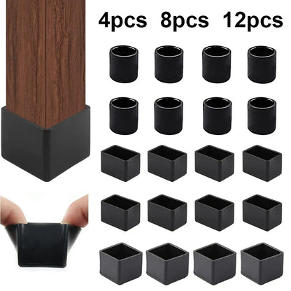 Square Silicone Chair Leg Caps – Non-Slip Furniture Foot Covers for Table & Chair Legs, Floor Protector Pads, Dust & Scratch Guards for Home Furniture Stability