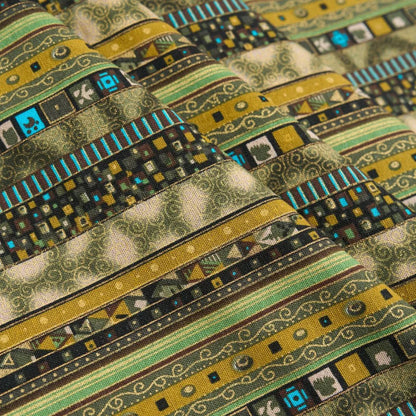 Striped Cotton Linen Upholstery Fabric - Bohemian Textile for Sofa Covers, Dresses, Pillowcases & Quilts