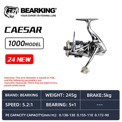 BEARKING CAESAR Fishing Reel - 5+1BB Stainless Steel Bearing System with 5.2:1 Gear Ratio & 15Kg Max Drag Power