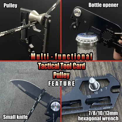 Multifunctional Outdoor Tool Card – Folding Molle Scissors, Mini Army Knife & Bicycle Repair EDC Camping Gear