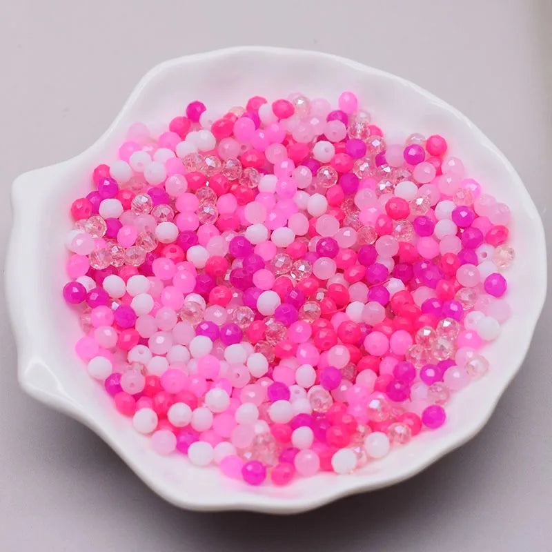 Mixed Color Crystal Glass Beads - 4mm Faceted Rondelle Spacer Beads for DIY Bracelet & Jewelry Making Crafts