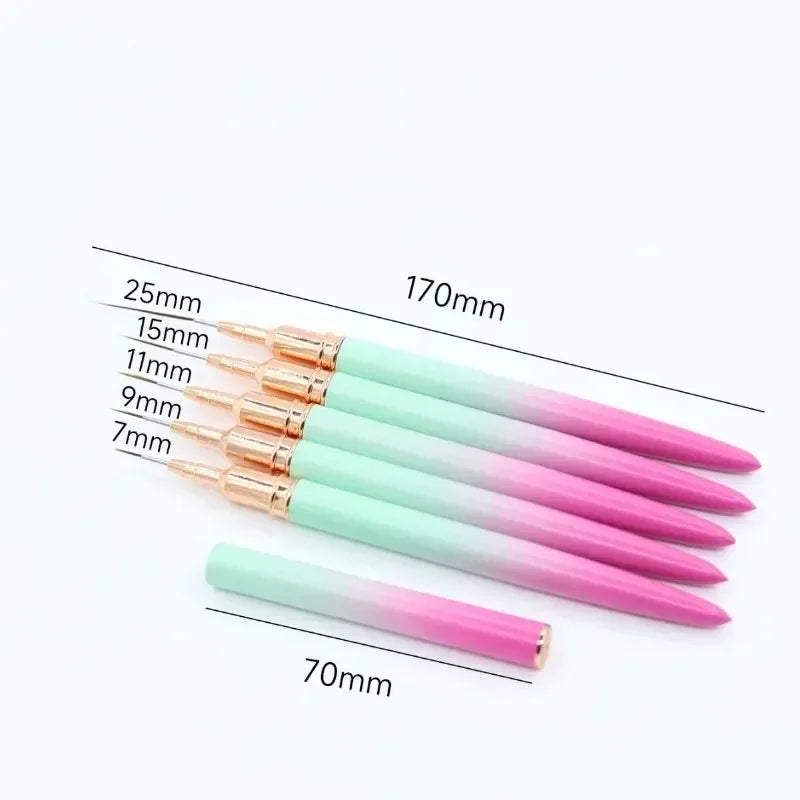 Nail Art Liner Brushes – Striping & Drawing Pens for Elongated Lines, 6–25mm Professional Manicure Design Tools