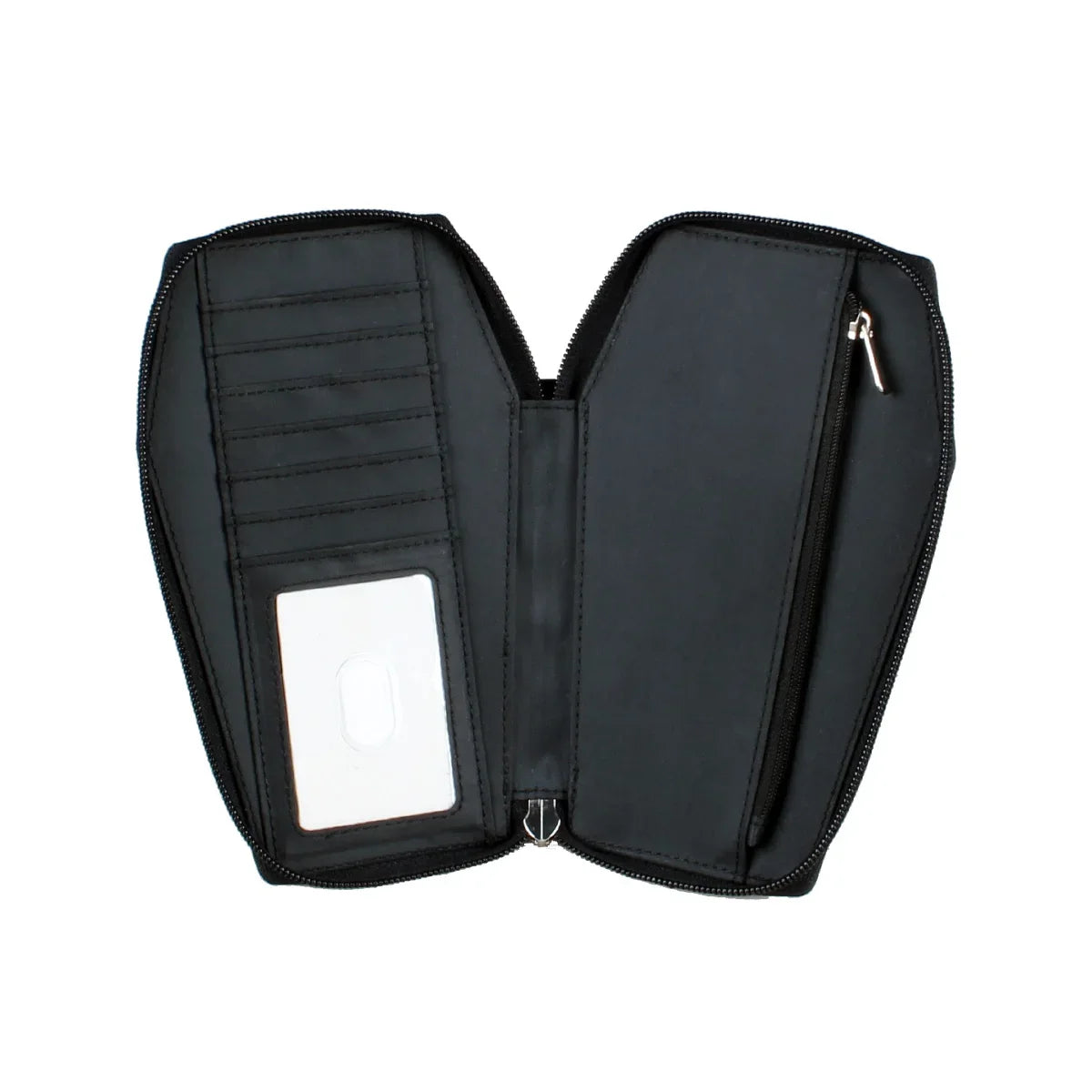 Gothic Coffin Coin Purse - Halloween Pattern PU Leather Zipper Wallet Clutch
