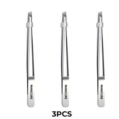 Stainless Steel Tweezers Tool - Precision Eyebrow Eyelash Applicator for Beard & Mustache Grooming