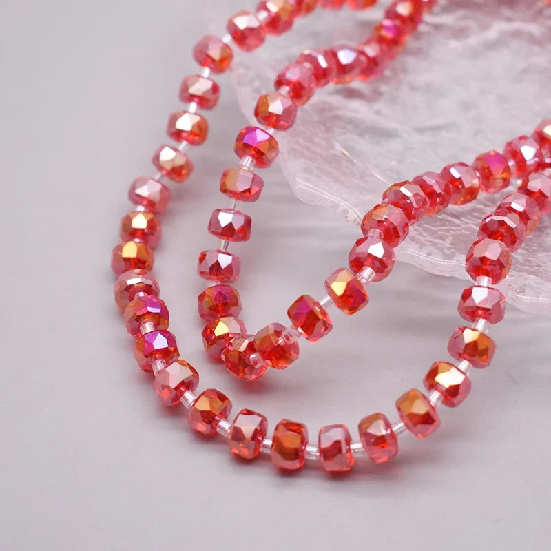 8mm Crystal Glass Beads Set - 30PCS Color Wheel Faceted Round Loose Beads for DIY Jewelry Making & Bracelets