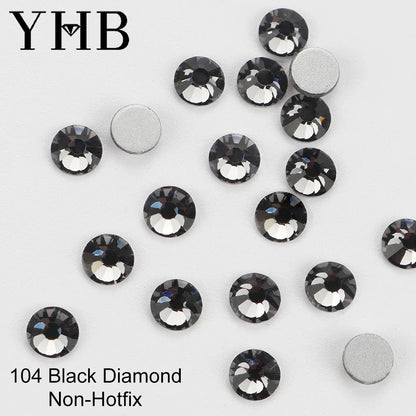 YHB Cold Fix Crystal Flatback Rhinestones - Silver Back Non Hotfix DIY Gems for Nail Art, Bags, Shoes, Garments & Phone Decoration