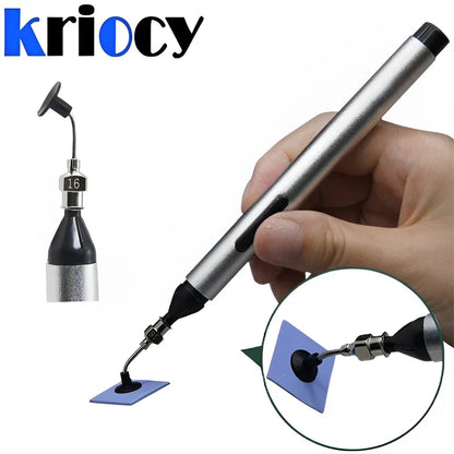 IC SMD Vacuum Pickup Pen - 3 Suction Heads Tweezer Tool for SMD Component Handling and Electronics Repair