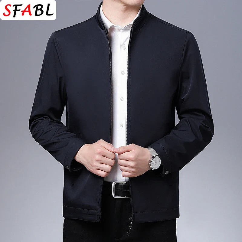 Men’s Business Casual Jacket - Luxury Zipper Blazer Office Coat for Spring and Autumn, Up to 3XL