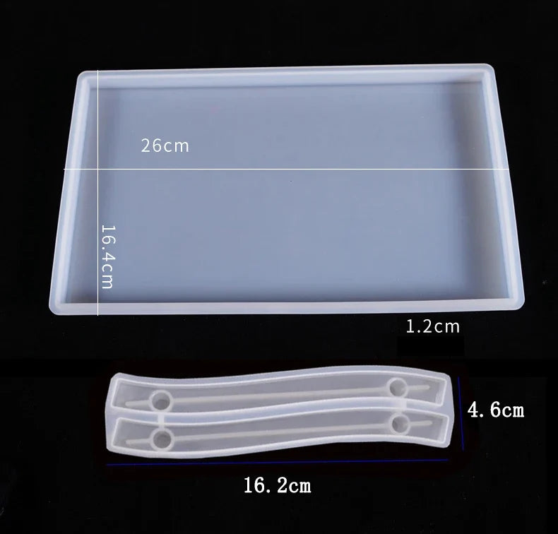 Large Rectangle Resin Tray Silicone Mold - DIY Epoxy Tea Plate Coaster Craft Making Mold
