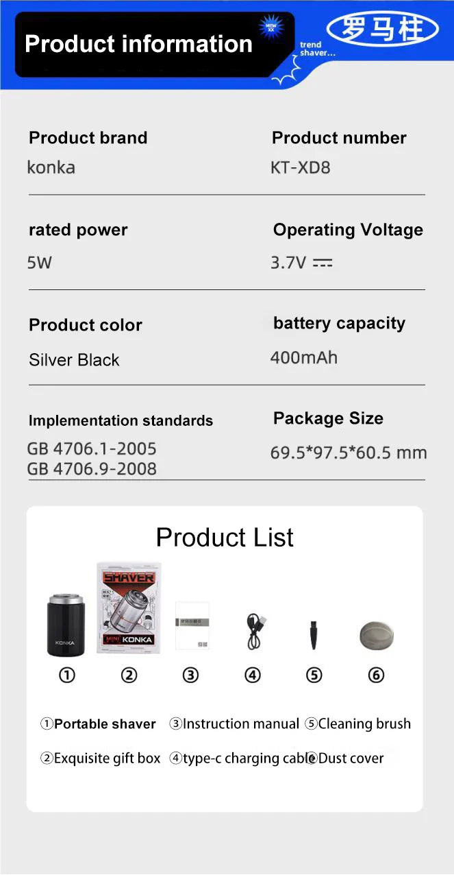 2024 New Type-C Rechargeable Mini Electric Shaver – Waterproof, High-Speed, Long-Endurance Wet & Dry Shaving Device
