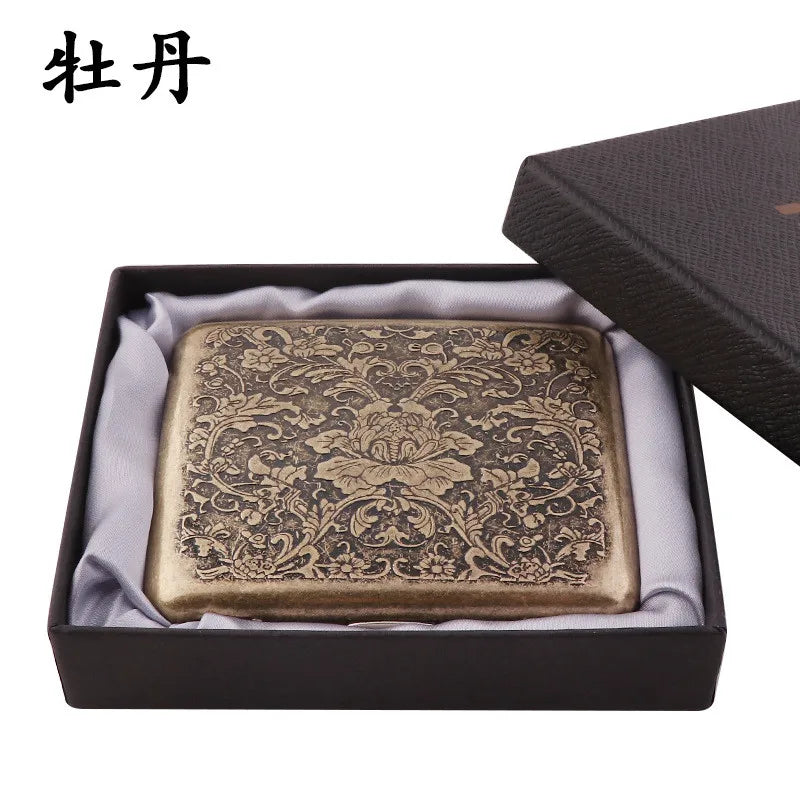 Retro Cigarette Case - Portable 20-Capacity Metal Cigarette Storage Box & Smoking Accessory