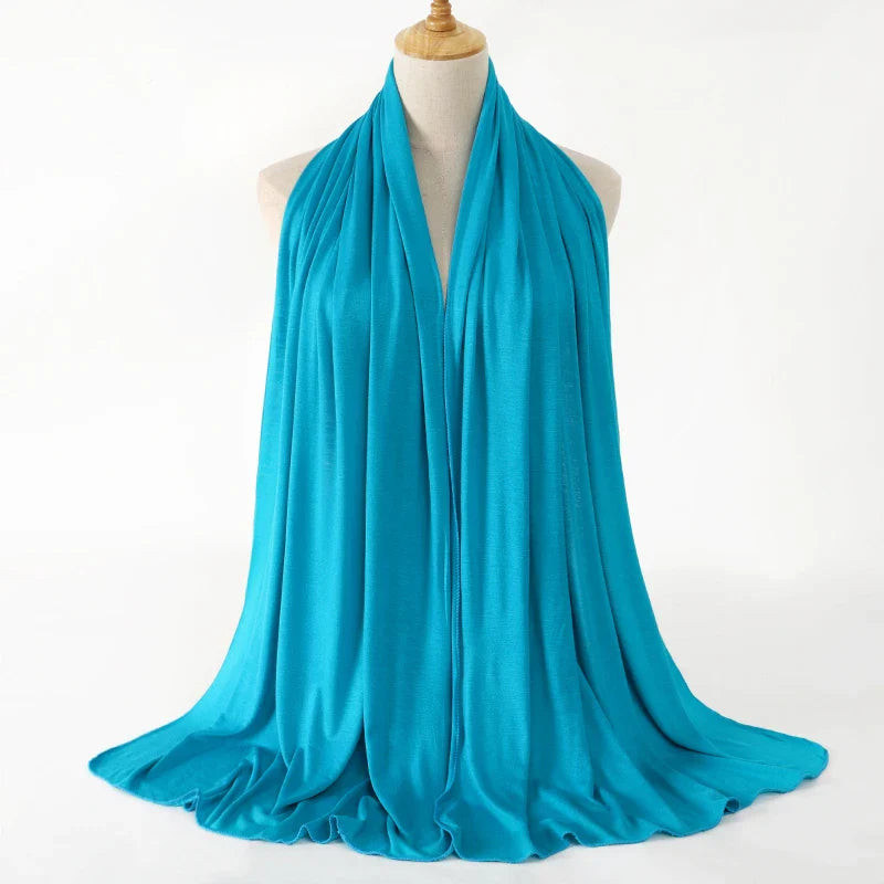 Women's Modal Cotton Jersey Hijab - Soft Solid Color Muslim Headscarf for Ramadan & Everyday Wear