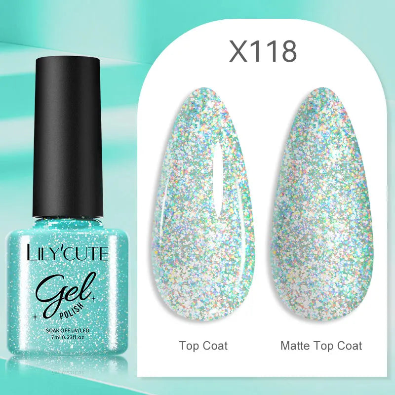 LILYCUTE Solid Color Gel Nail Polish 7ml - Semi-Permanent Soak Off UV LED Gel Varnish for Nail Manicure Art