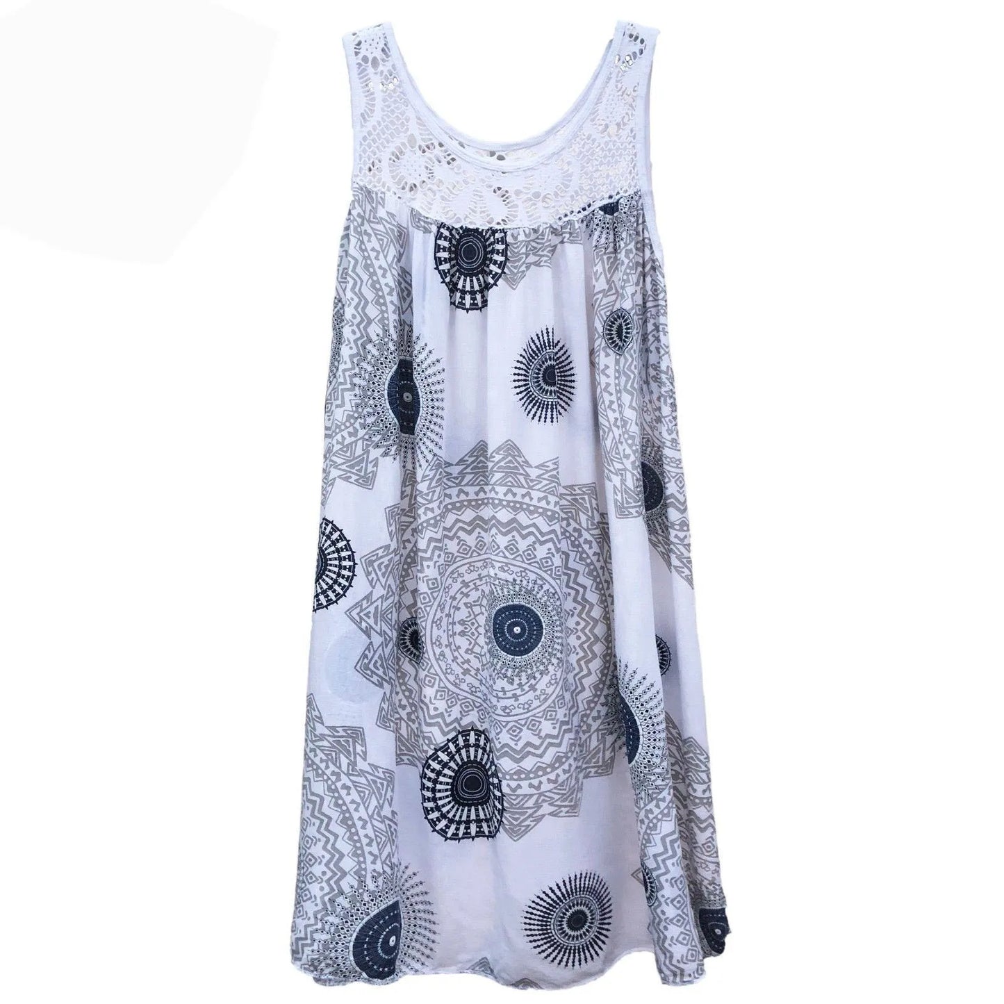 Women’s Summer Camisole Dress - Lace Print Sleeveless Loose Swing Maxi Dress Plus Size Long Skirt Outfit