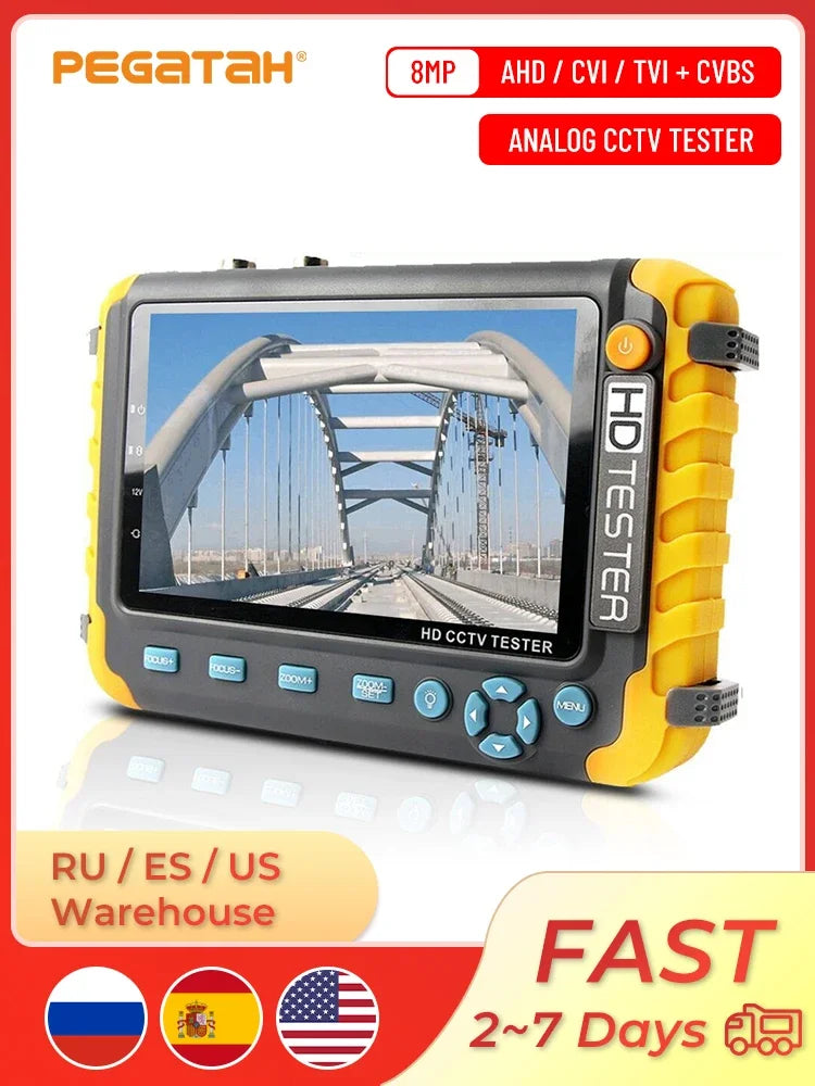 8MP CCTV Tester – 5-Inch Camera Monitor for AHD/CVI/TVI, 4K CVBS Analog, HDMI & VGA Input Mini CCTV Monitor