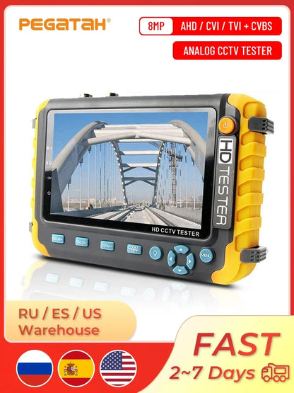 8MP CCTV Tester – 5-Inch Camera Monitor for AHD/CVI/TVI, 4K CVBS Analog, HDMI & VGA Input Mini CCTV Monitor