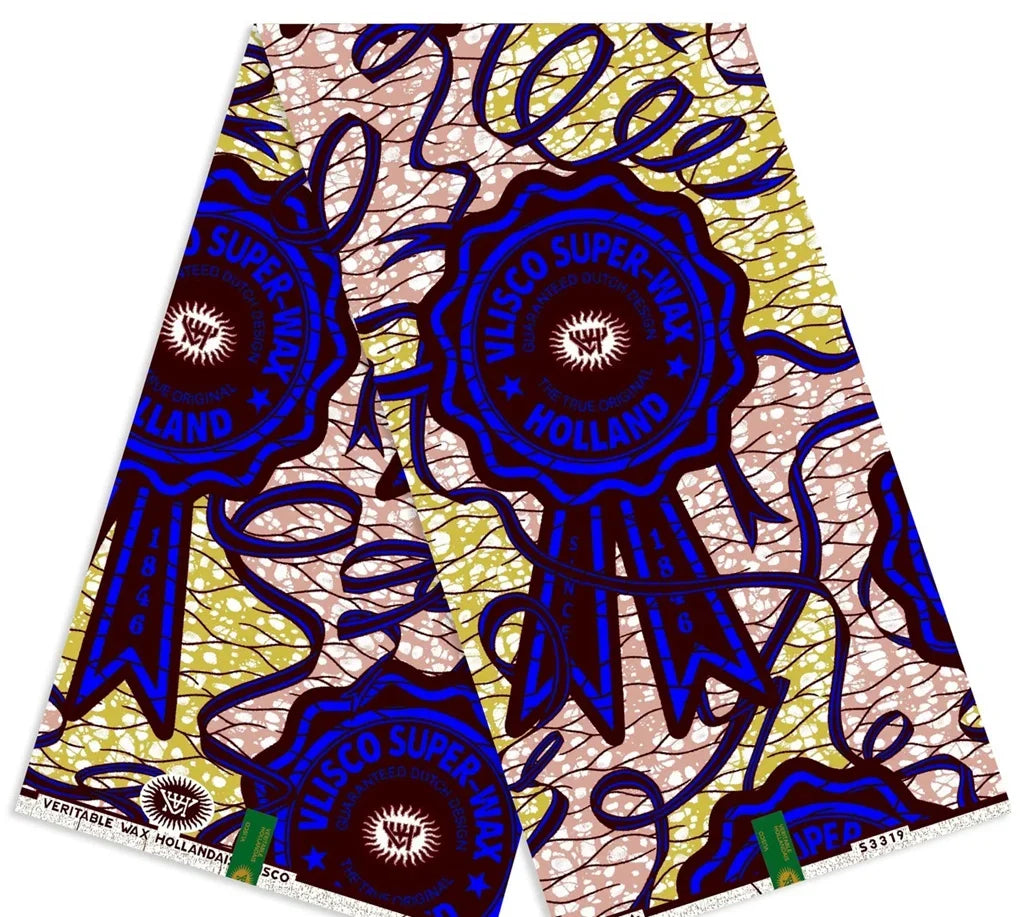 Original African Wax Print Fabric - 6 Yards Soft 100% Cotton Nigerian Ankara Pagne Batik Material