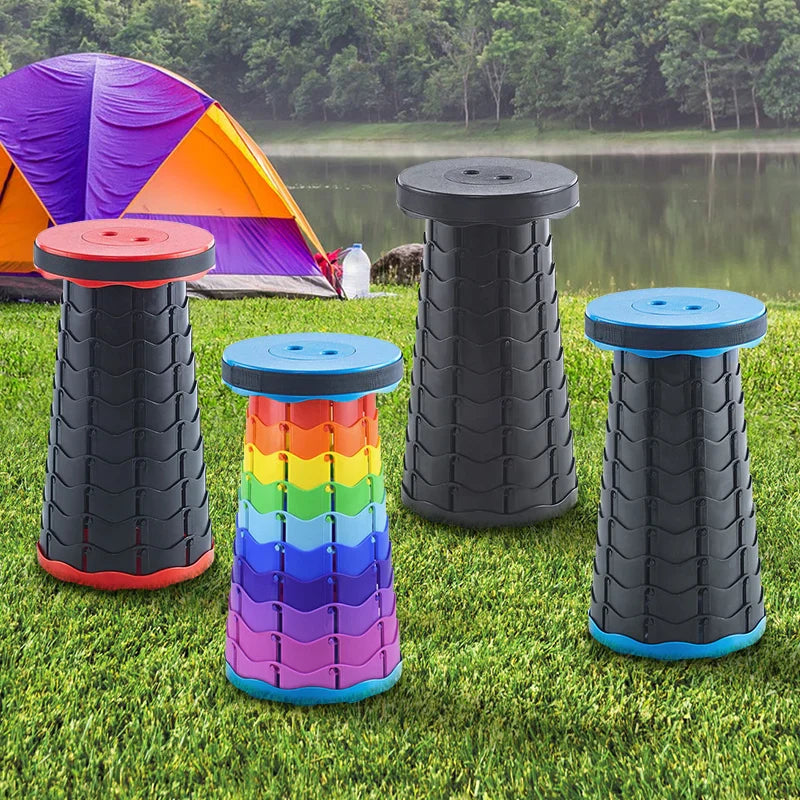 Portable Round Folding Chair: Accordion Style with Height Adjustment - Simple Tool for Playground, Elephant Swing, Queue Chair