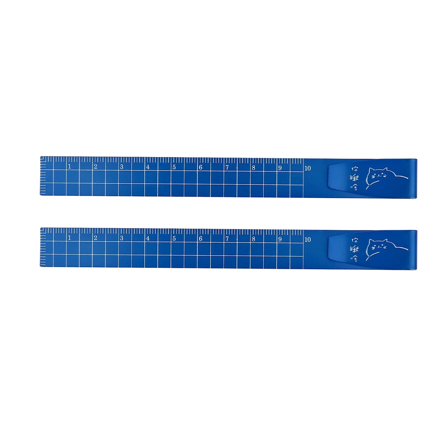 2PCS Metal Bookmark Ruler - 10cm Aluminum Double-Sided Metric Measuring Scale Tool