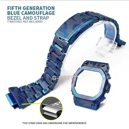 G-Refit V6.0 DW5600 Metal Bezel Kit - Stainless Steel Watch Band Strap & Case Accessories with Tools for GWB5600/GWM5610