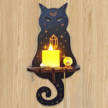 Stone Wall Shelf - Handcrafted Wooden Hanging Display Shelf for Candles, Home Decor and Accessories