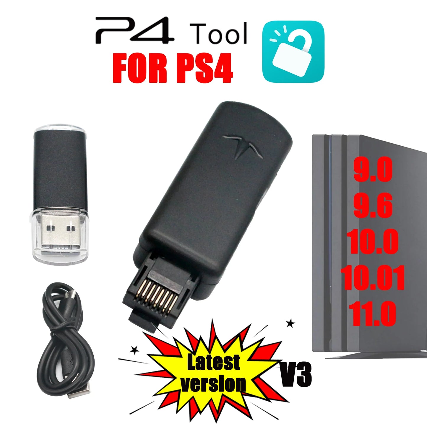 1-10pcs One-Key JB Tool Mod Set – USB Dongle with Ethernet Type-C Cable for PS4/Pro/Slim FW 9.0-11.0