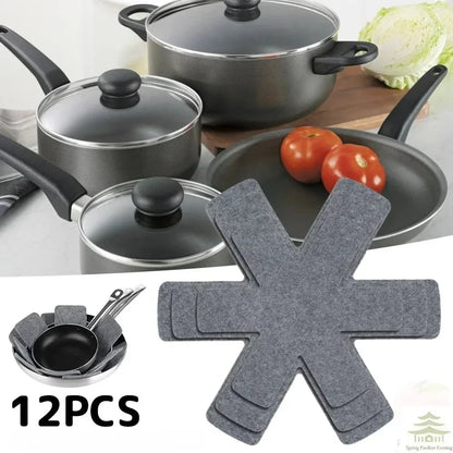 Pot & Pan Protectors Set - 12-Piece Non-Woven Cookware Divider Pads in 3 Sizes