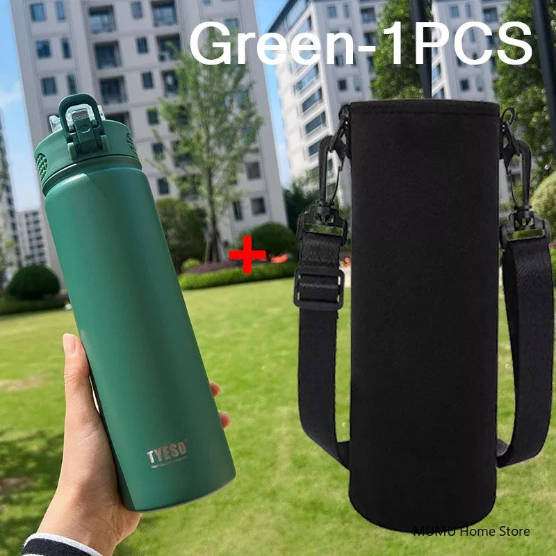 TYESO Stainless Steel Thermos Bottle with Straw - 600ML/750ML Insulated Thermal Sports Water Bottle for Hot & Cold Drinks